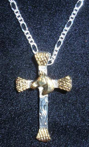(AASNK154Q) Western Gold & Silver Horsehead Cross Necklace