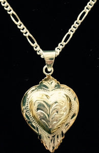 (AASNK33) Western Silver & Gold Heart in Heart Necklace