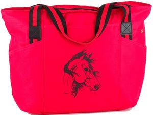 (AWST-GG894) "Lila" Western Linear Horse Head Tote Red
