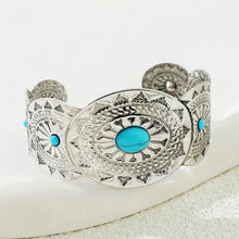 Load image into Gallery viewer, Western Silver &amp; Turquoise Cuff Bracelet