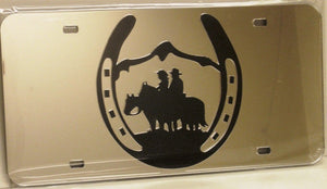 (CLD-HSCBCLT) "Cowboy Couple" Western Mirrored License Plate Light