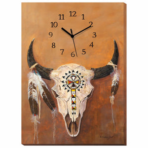 "Big Medicine"  Skull Wrapped Canvas Clock