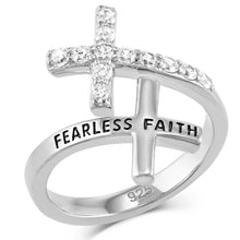 Load image into Gallery viewer, Fearless Faith Crystal Cross Ring