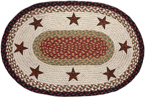 (EROP-19) "Barn Stars" Oval Hand Painted Patch Rug