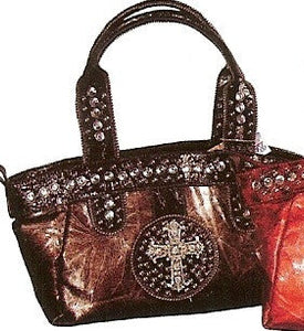 (FW3325) Western Faux Leather Cross Handbag Brown