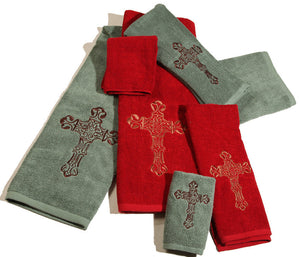 (HXTW3182) "Embroidery Crosses" Western 3-Pc. Towel Set