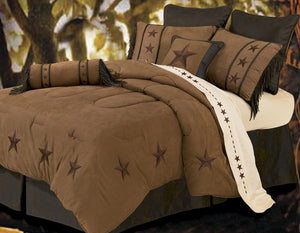 (HXWS2018TAN-SQ) "Laredo Tan" 7-Pc. Western Star Comforter Set Queen