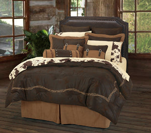 (HXWS3190CH-SQ) "Embroidery Barbwire Chocolate " 7-Pc. Western Comforter Set Super Queen