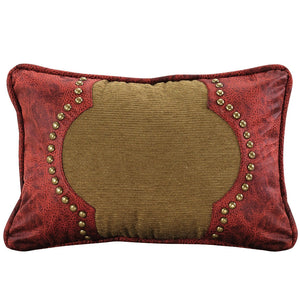 (HXWS4287P6) "San Angelo" Western Red & Tan Faux Leather Decorative Pillow  12" x 18"