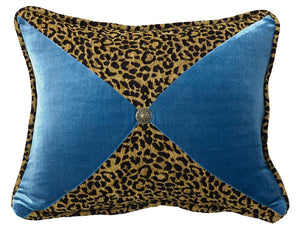 (HXWS4287P8) "San Angelo" Western Leopard & Teal Decorative Pillow  16" x 21"