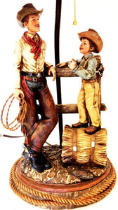 (RWRA1369) "Cowboy and Son" Western Table Lamp