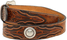 Load image into Gallery viewer, (MFWA1024402) Men&#39;s Western Ostrich Print Leather Brown Belt by Ariat