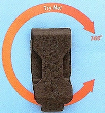 Load image into Gallery viewer, (MFW0689067) Western Black/Brown Cell Phone Holder with Cross Concho and Swivel Belt Clip (for iPhone &amp; Blackberry)