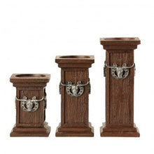 Load image into Gallery viewer, (MSHOLD188) Western Longhorn Horseshoe 3-Piece Candle Holder Set