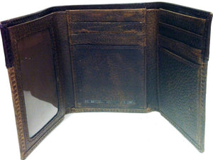 (WFAC832T) Western Tooled Leather Tri-Fold Wallet