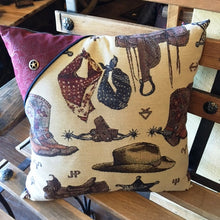 Load image into Gallery viewer, (KDI-BB) &quot;Boots &amp; Bandana&quot; Western Accent Pillow - 20&quot; x 20&quot;