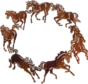 (LZCH20WHP) 20" "Circle of Horses" Western Metal Art