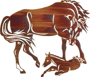 (LZKDETR32WHP) 32" "Eager to Run" Western Laser Metal Art