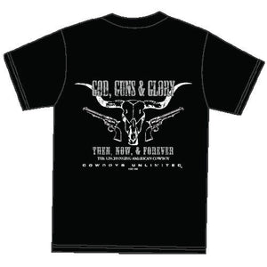 (MBCB1544) "God, Guns & Glory" Cowboys Unlimited T-Shirt