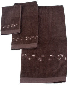 (MBHW7410) "Brands" 3-Piece Embroidery Bath Towel Set - Chocolate