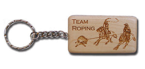 (MBKC5022) "Team Roping" Wooden Key Chain