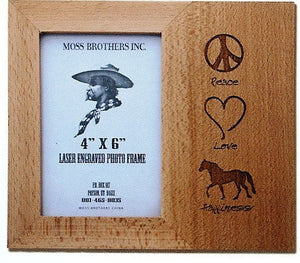 (MBLF7562) "Peace" Laser Engraved Western Picture Frame