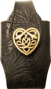 (MFW0689299BKSCHT) Western Black Cell Phone Holder with Scroll Heart Concho
