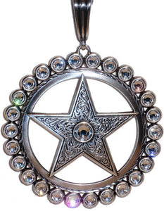 (MFW29400) Western Silver Star Pendant with CZ Stones