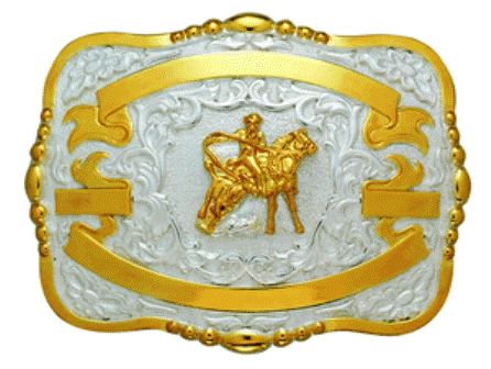 (MFW38408) Western Trophy Buckle with Calf Roper and Free Engraving