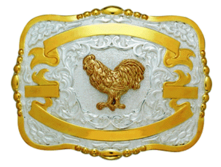 (MFW38432) Western Trophy Buckle with Rooster and Free Engraving