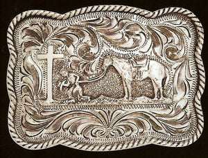 (MFWC1037948) Christian Cowboy Silver Buckle