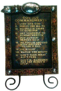 (MFW94634) "Cowboy Commandments" Sign with Easel