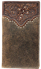 Load image into Gallery viewer, (MFWA3513602) Western Tooled Overlay Rodeo Wallet with Diagonal Cross