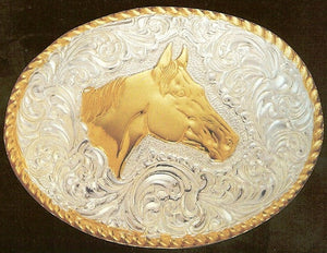 (MFWC01576) "Horse Head" Crumrine Belt Buckle