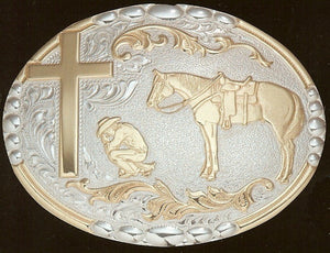 (MFWC15100) "Praying Cowboy" Belt Buckle by Crumrine