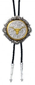 (MSBT366-384S) "Longhorn" Silver & Gold Bolo Tie