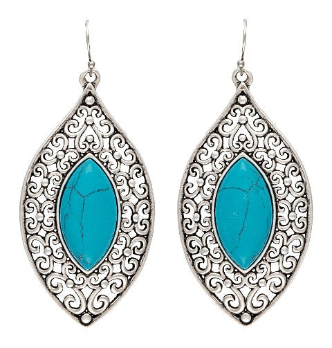 (MSER2121TR47) Western Knotted Lace Blue Marquis Earrings by Wrangler