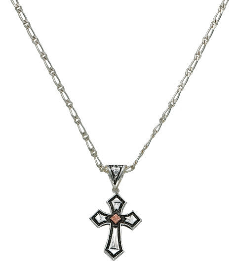 (MSNC1161) Western Antique Copper Diamond Cross Necklace