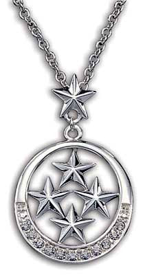 (MSNC997) Western Silver 4-Star Necklace