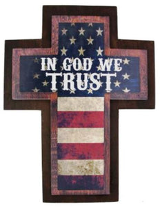 (MSSIGN191) "In God We Trust" Wood Cross Sign