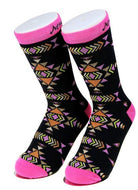 Aztec Southwestern Socks - Black/Pink