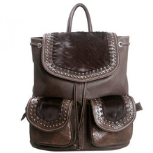 Load image into Gallery viewer, (MWTR07-9110CF) Western Leather &amp; Cowhair Backpack Coffee