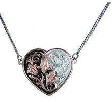 Load image into Gallery viewer, Rose Gold Filigree & Flowers Heart Necklace