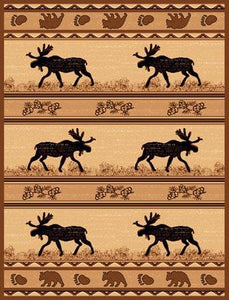 "Moose & Bear" Rustic Northwoods Area Rug  (5 Sizes Available)