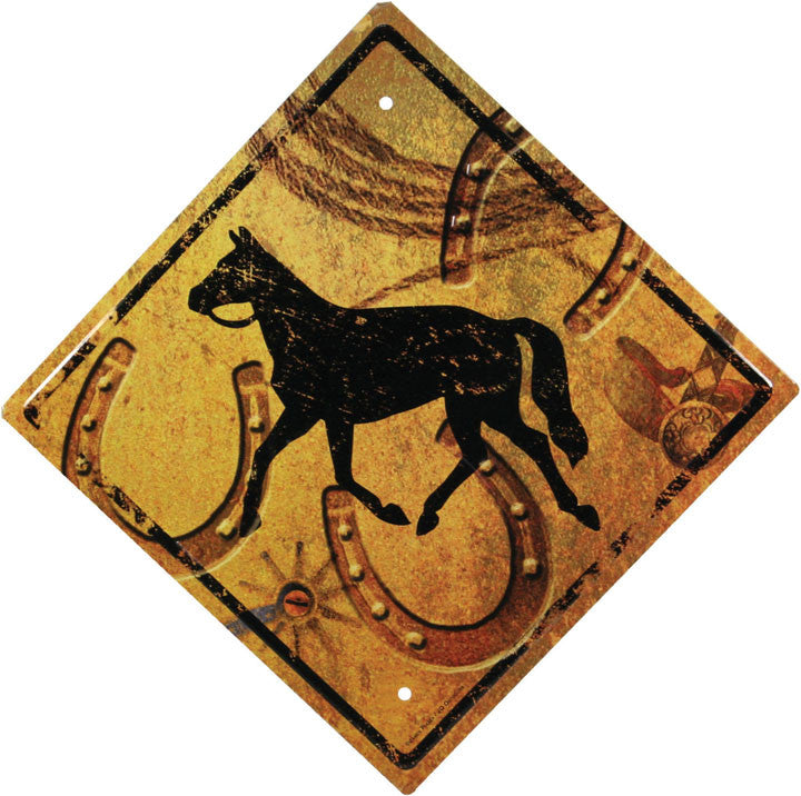 (RE1490) Western Horse Crossing Tin Sign