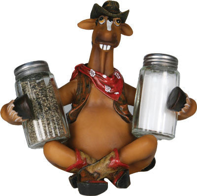 (RE533) Western Funny Horse Salt & Pepper Shaker Set