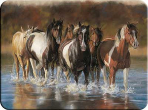 (RE730) "Horses-Rush Hour" Western Cutting Board