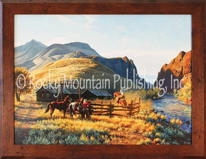 (RMP-CP2047) "The Round Corral" Western Framed Canvas Print