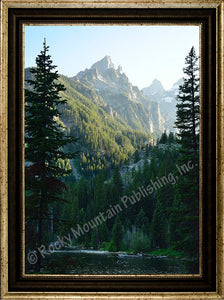 (RMP-MT2019) "Lakes View" Western Canvas Textured Framed Print