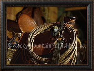 (RMP-MT2034) "Saddle 1" Western Framed & Matted Art Print